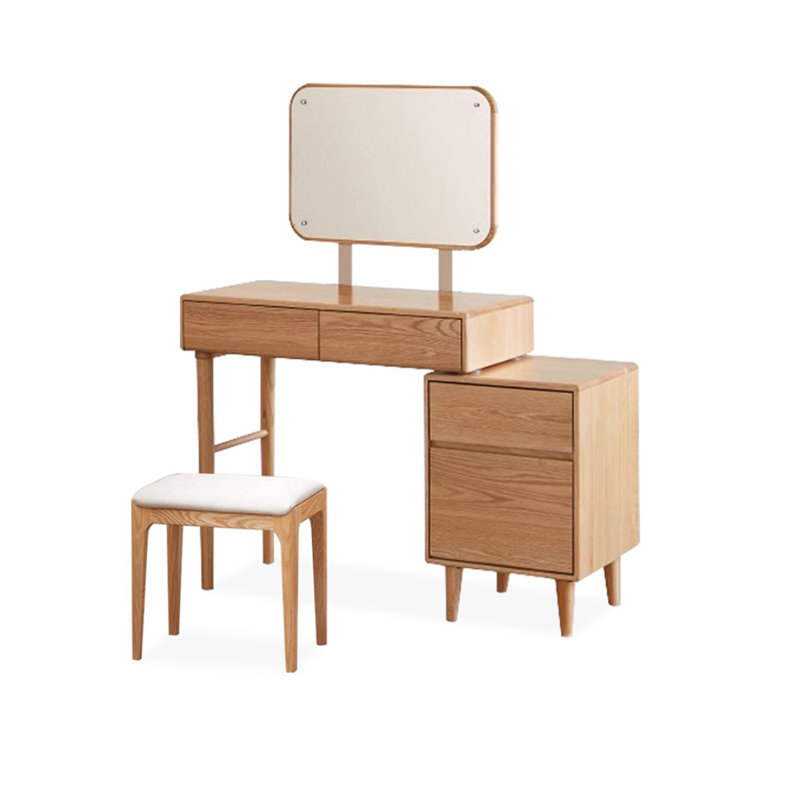 Coiffeuse avec miroir lumineux, 4 tiroirs, 1 chaise