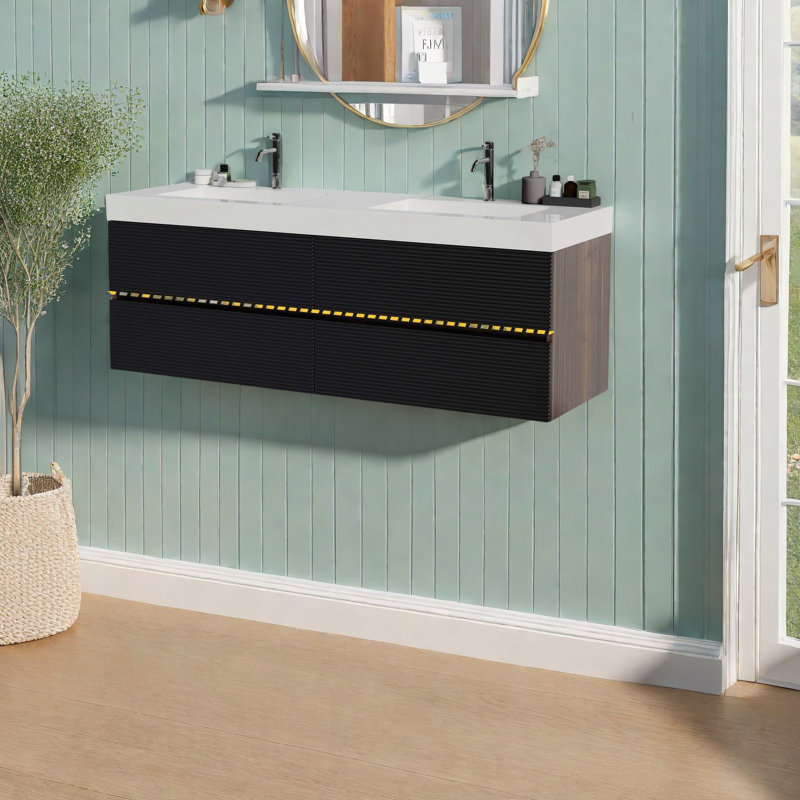 Vanities Modern Walnut Double Sink