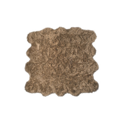 Tan Faux Sheepskin Fur Area Rug