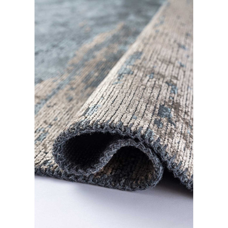 Rapture Abstract Flatweave Cotton Blue/Beige Gray Area Rug, Rectangle 7'10" x 9'10"