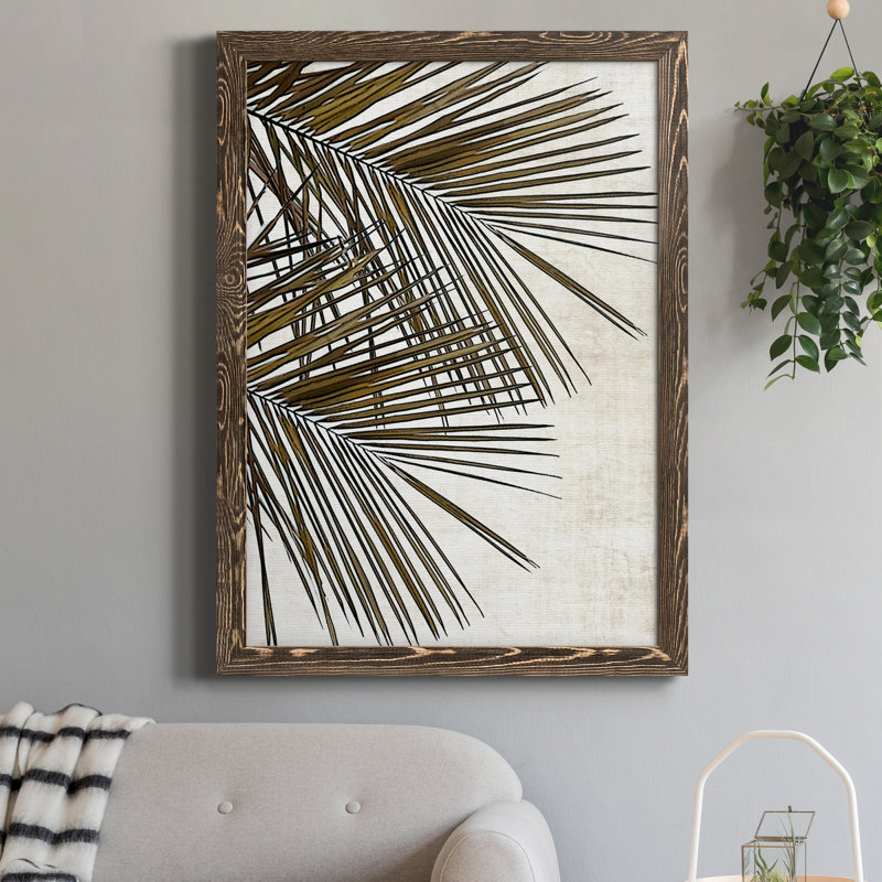 Palmier I - cadre photo, impression sur toile, H 31,5 po x l 23,5 po x P 1,5 po, Toile avec cadre noyer