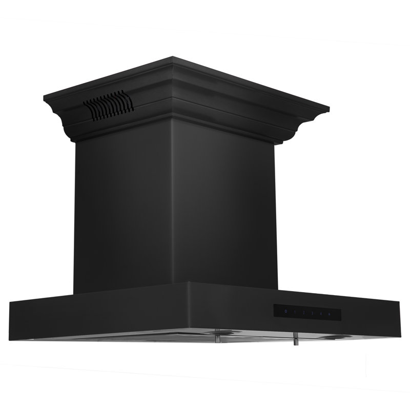 24" 400 CFM Ducted Wall Mount Range Hood, Black Stainless Steel