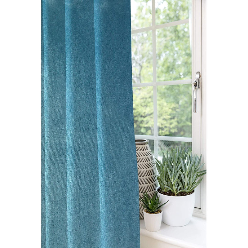 Delavega Blackout Curtains / Drapes Pair, Turquoise, Width 167 x Drop 228cm