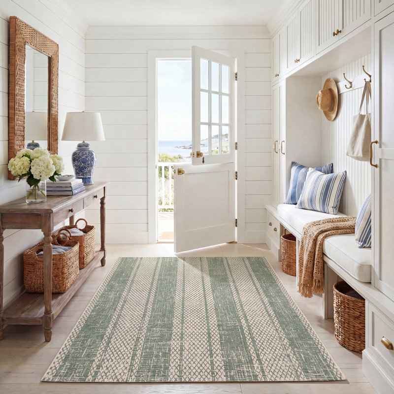 Beedle Performance Striped Indoor/Outdoor Area Rug, Rectangle 5'3" x 7'7"