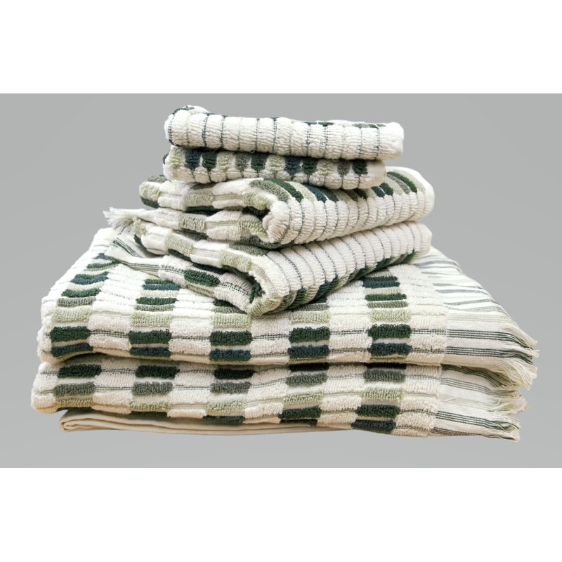 Home Shaggy Ribbed, 100% Cotton, Soft Luxury Absorbent Bath Towel Set, 6 Piece Set: 2 Bath Towels, 2 Hand Towels, 2 Washcloths