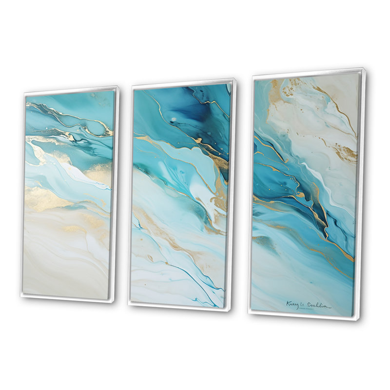 Orrie - ensemble d'art mural sur toile Glacier, H 28 po x l 36 po x P 1 po, Cadre flottant blanc