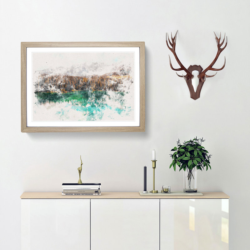 Mountain View Reflection - Framed Print, Oak Framed, 62cm H x 87cm W x 2cm D