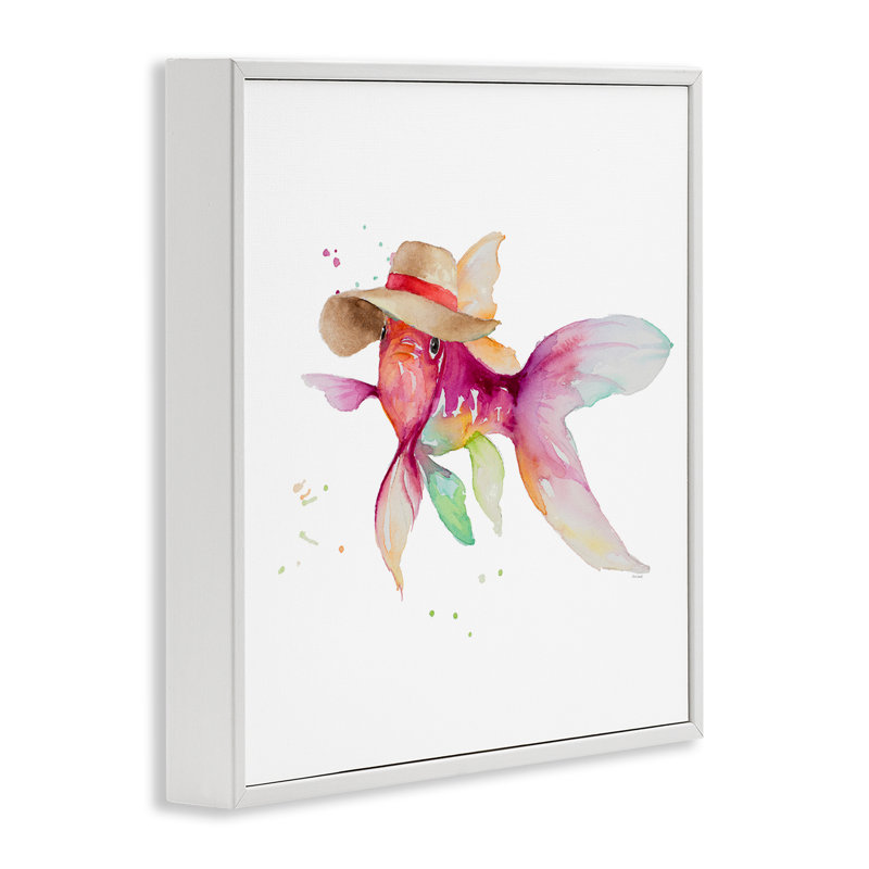 «Beach Fish», aquarelle, estampe numérique par Lanie Loreth, Giclée encadrée blanc bord de mer, H 24 po x l 24 po