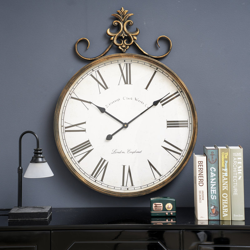 Alexandros Wall Clock Metal Antique-gold Accent Clock, 51 x 70cm