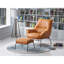 Fauteuil d'appoint Jabel, cuir fleur de grès-2135433406