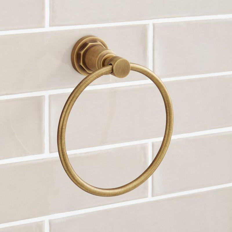 Greyfield 6-1/2" Wall Mounted Towel Ring, Aged Brass