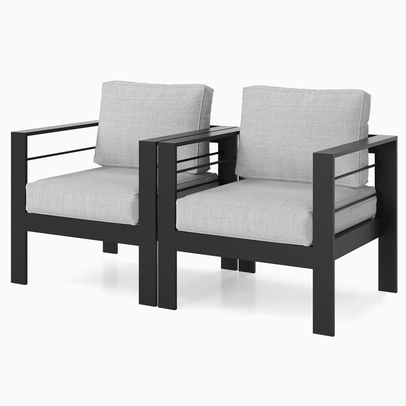 Canapé d'extérieur en aluminium 2 pièces pour canapé de patio, Gris clair
