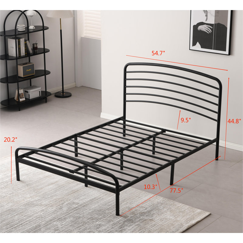 Lit plateforme en métal Sierrea, Double, Noir