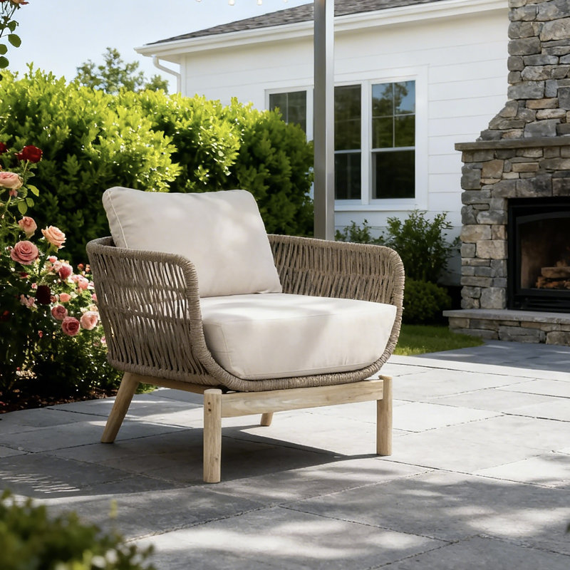 Ensemble de 2 chaises de patio en acacia avec coussins