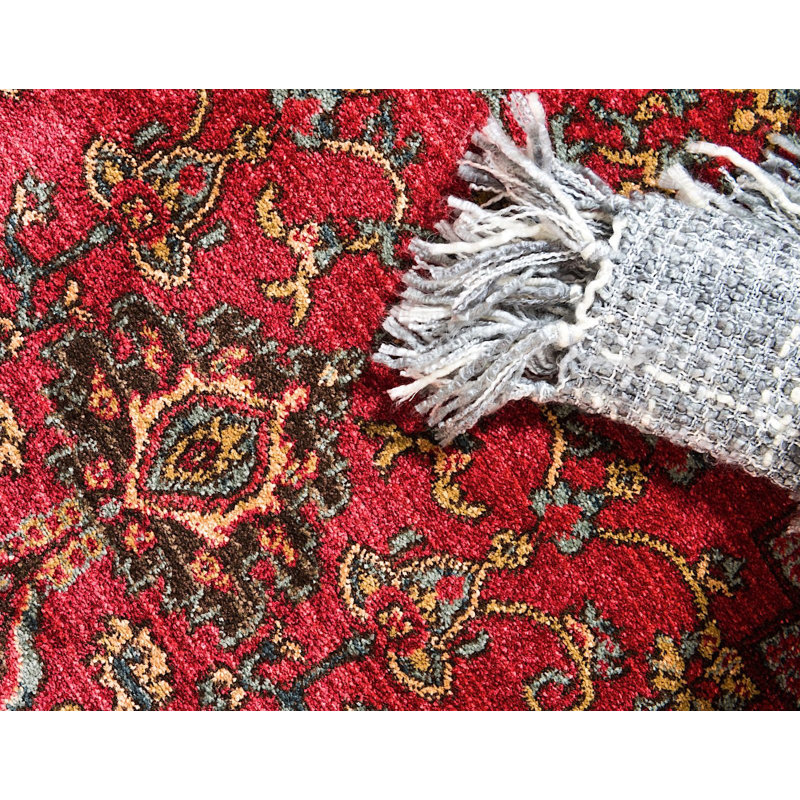 Tapis rouge / beige de style Sud-Ouest Lauri, Rectangle 3 pi 3 po x 5 pi 3 po