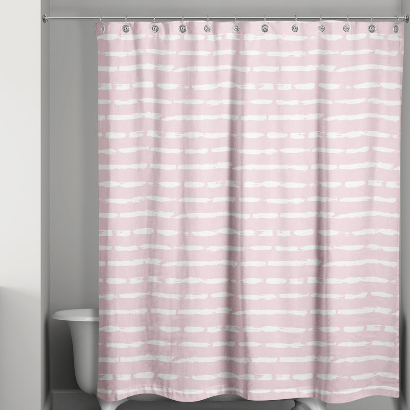  Rideau de douche rayé simple, Rosé / Blanc