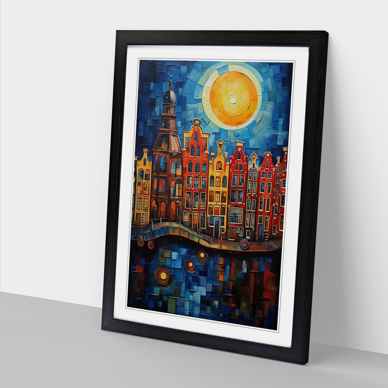 XYZ-FRM-V1223-1796 Amsterdam Expressionism No.2 - Single Picture Frame Print on Wood, Black, 64cm H x 46cm W x 2cm D