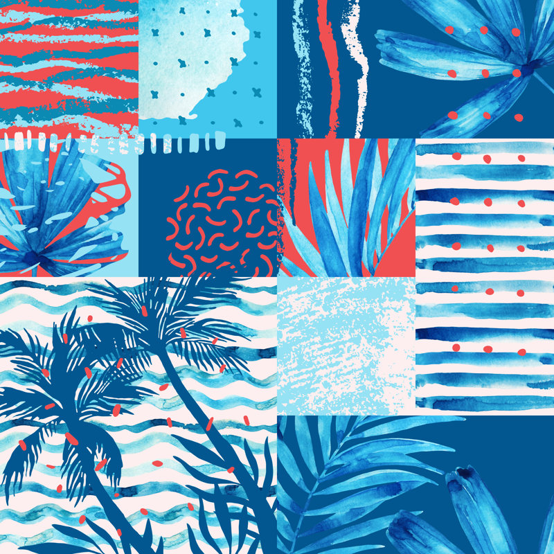 Tropical Pattern - Wrapped Canvas Print, 30cm H x 30cm W x 3.8cm D