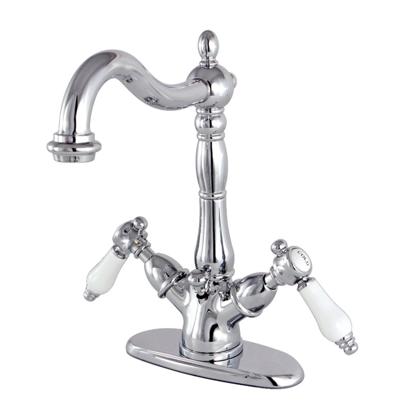 Kingston Brass Bel-Air Two-Handle 1-or-3 Hole Deck Mount Bathroom Faucet with Brass Pop-Up, Polished Chrome