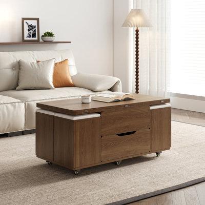 Table basse 39 po avec 4 tabourets et rangement