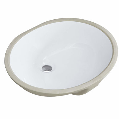 Lavabo sous-comptoir ovale en céramique - blanc, chauffant, teinté rayé avec évier de lavabo à débordement pour décoration encastrée, chauffant, teinté,
