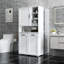 Armoire de buanderie autoportante avec portes - panier inclinable, rangement spacieux, blanc, portes réglables, tablette facile d'entretien, autoportante, design