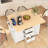 55.7" Large Kitchen Island with Double Drop Leaf and Power Outlet – White-129895301