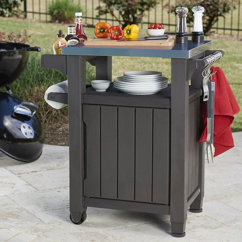 Unity 40 Gallon Brown Outdoor Grill Cart with Stainless Steel Top