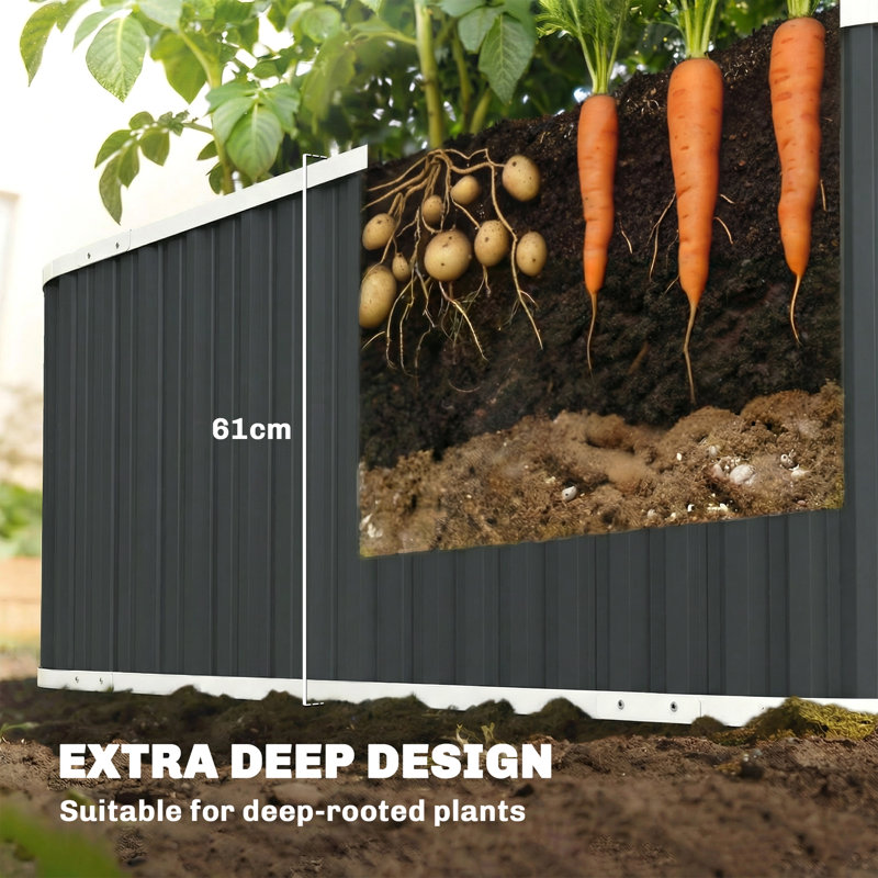Bac à fleurs Deep Rot, jardin d'extérieur avec gants, gris foncé, 24" H x 53.5" W x 20.9" D, Gris