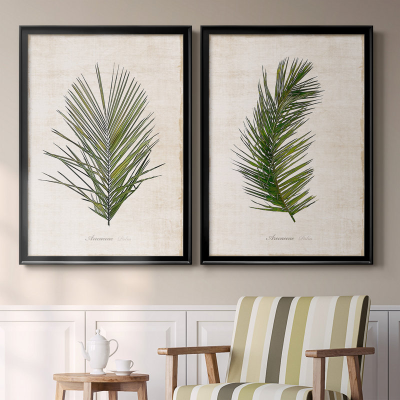 Palm Botanical I - ensemble de 2 photographies sur toile, H 26,5 po x l 73 po, Toile encadrée, Noir