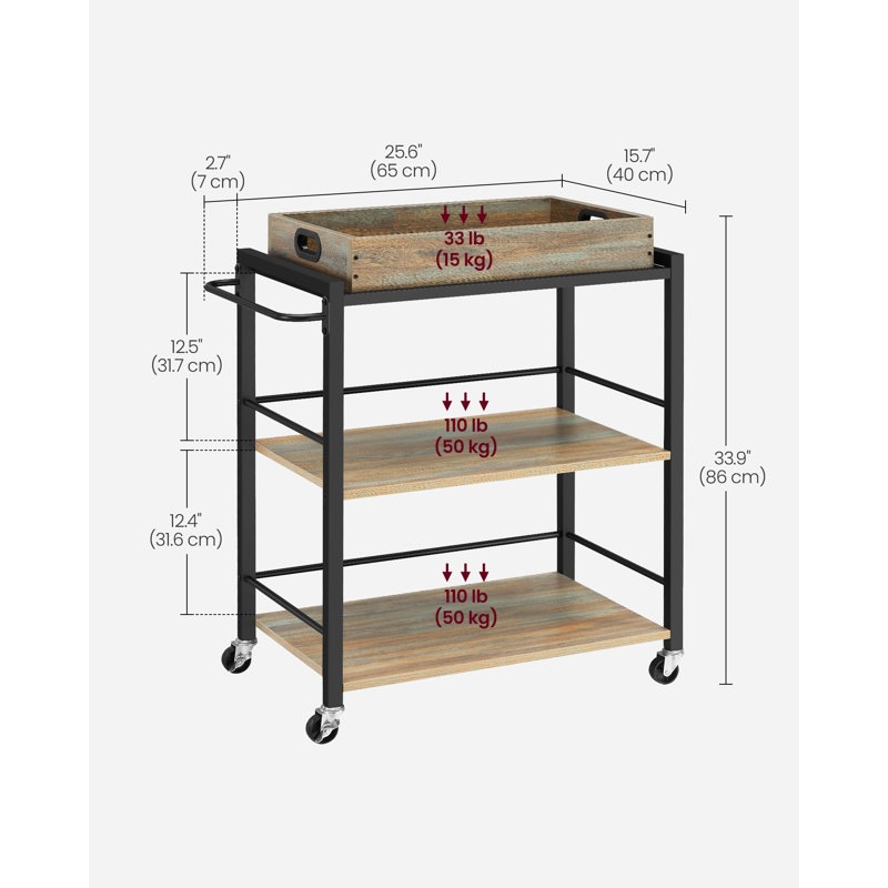 Akyra Kitchen Cart, Natural