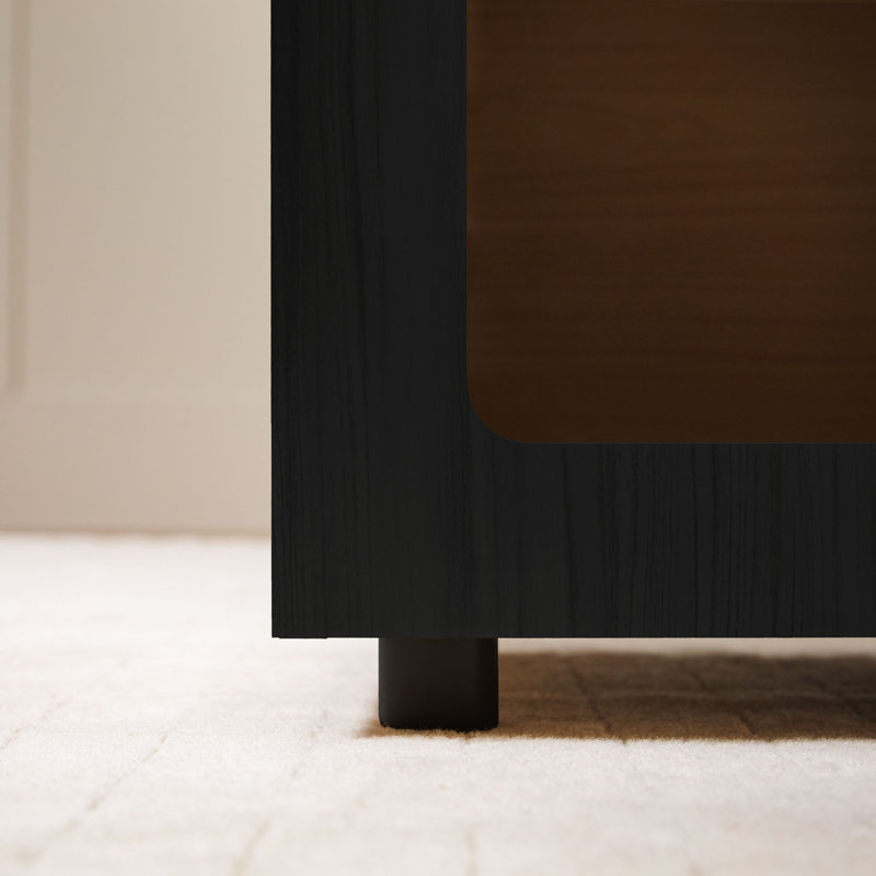 Modern 32" Glass Door Modular Accent Cabinet, 34.25" H x 32" W x 16.5" D, Black