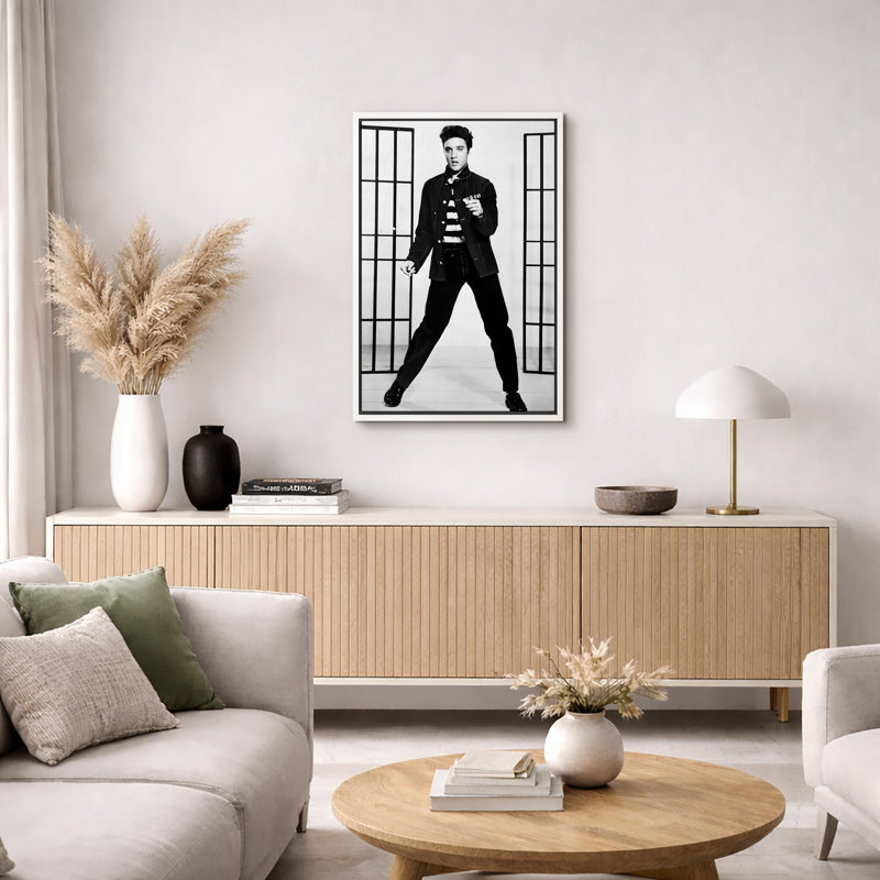 «Elvis Presley», œuvre d'art emblématique en noir et blanc, photos de Rock and Roll classique, impression sur toile encadrée