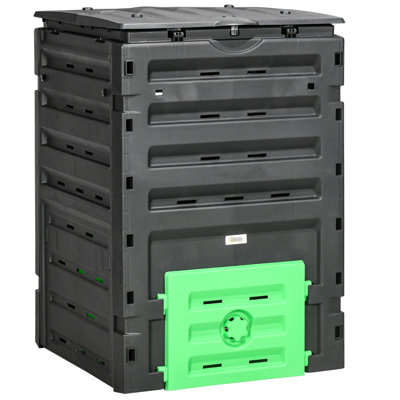 Bac à compost d'une capacité de 120 gallons, 80 évents pour une utilisation rapide du sol, 2 portes coulissantes et un compost léger, électroménager noir, stable