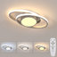 Modern Silver 38.5CM Double Oval LED Flush Mount Ceiling Light
