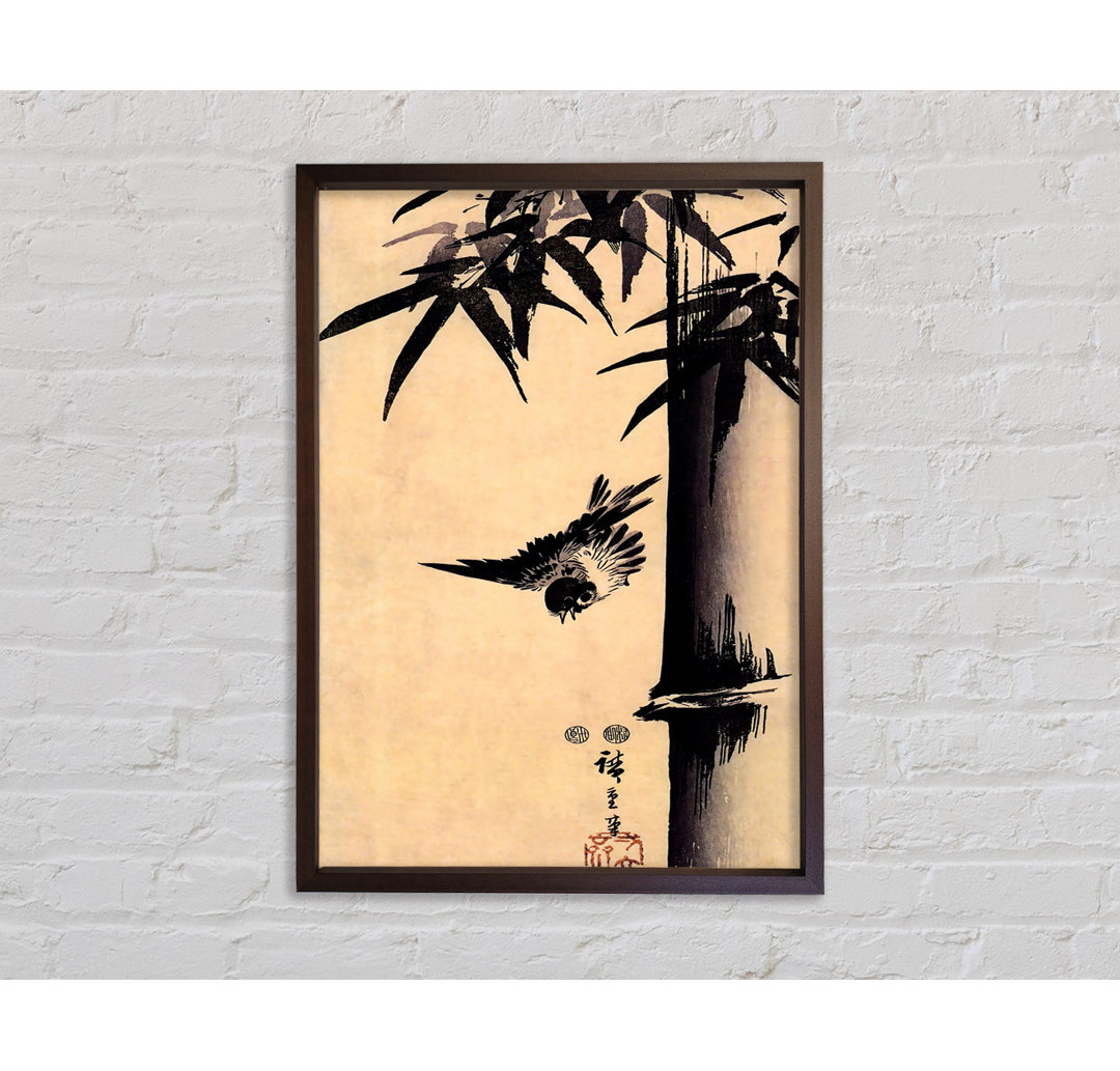 Hiroshige Sparrow And Bamboo 2 - Einzelner Bilderrahmen Kunstdrucke auf Leinwand