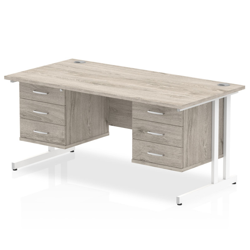 Zetta Metal Base Executive Desk, White,  73cm H x 160cm W x 80cm D