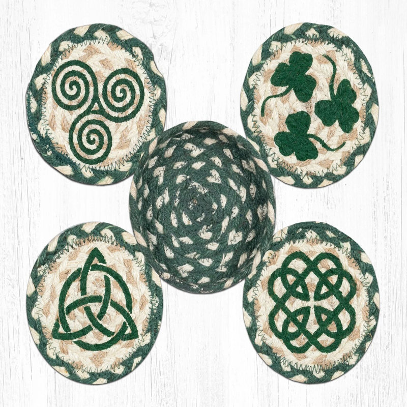  Braided Irish Jute Coasters with Storage Basket 5"x5"