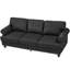 Cuir classique américain de 83 po, accoudoirs ronds avec clous argentés, structure et support de pieds en bois massif, assise en mousse à ressorts, coussin amovible, canapé de style espace de rangement, pieds avec accoudoirs, housse de siège noir,