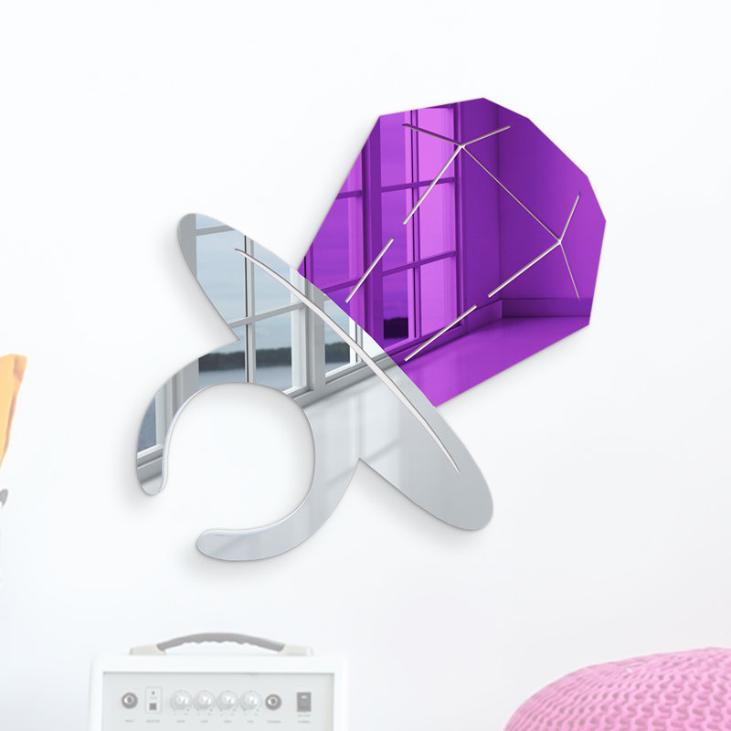 Décoration murale miroir bonbon, H 18 po x l 18 po x P 1 po, Mauve / Rose