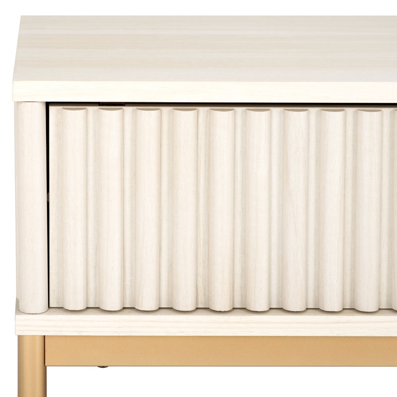 Gyselle Single Coffee Table, Bleached White / Gold Mesh