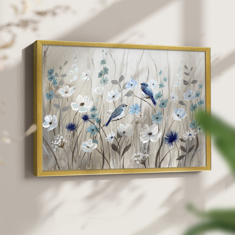 Bluebirds in Spring -Framed Print - Restickable