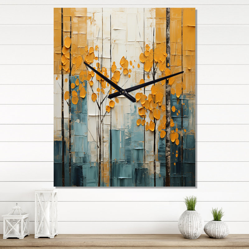 Horloge murale Bold - jaune et gris Forest III, Petit