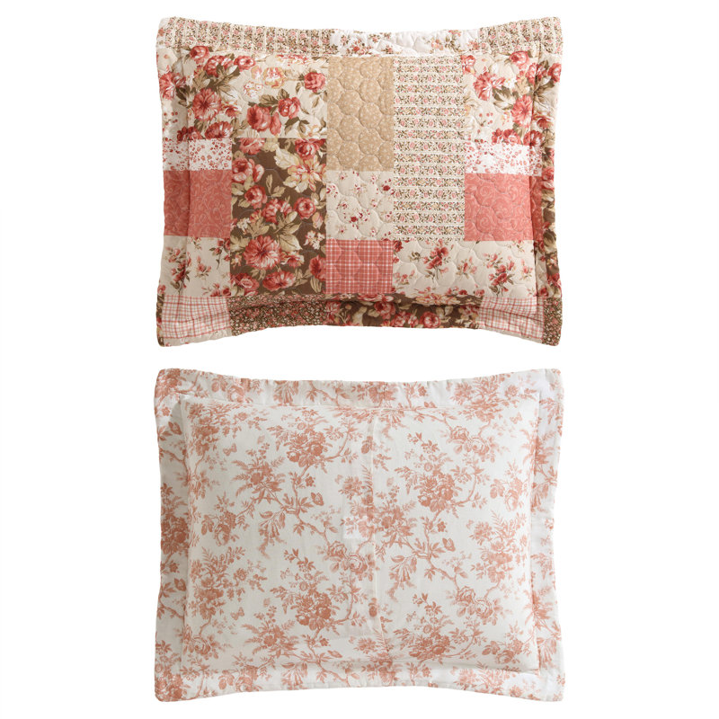 Harrietta Twin Pink Cotton Patchwork Reversible Quilt Set