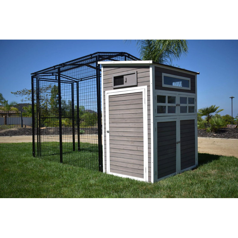 Large Powder-Coated Steel and Wood Chicken Coop with Run