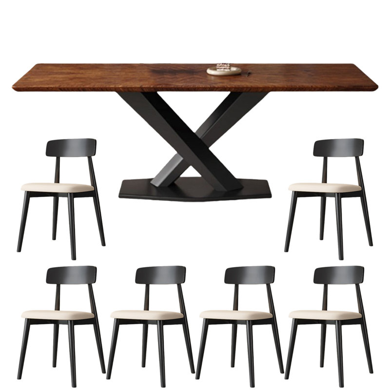 Table de salle à manger rectangulaire en bois massif noyer noir, H 29,53 po x L 59,06 po x l 35,43 po