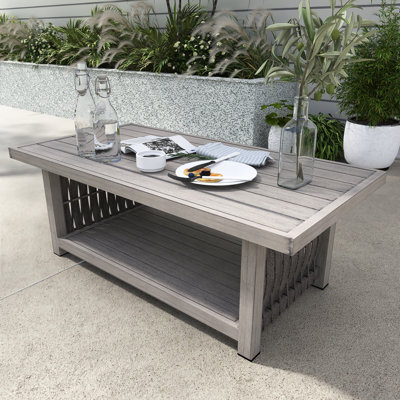 2-Tier Rectangular Aluminum Outdoor Coffee Table