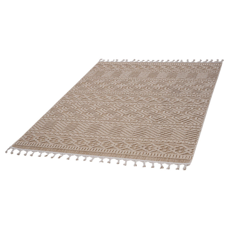 Mocha Geometric Indoor/Outdoor Area Rug, Rectangle 6'7" x 7'9"