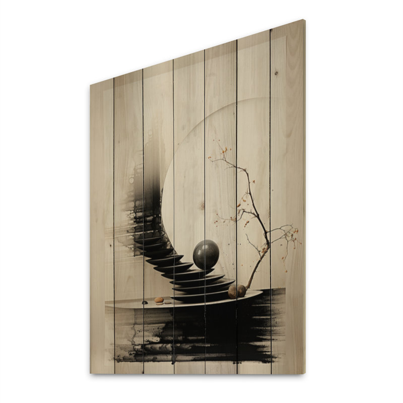 Art asiatique, coquillage Sumi II sur bois, H 40 po x l 30 po x P 0,78 po