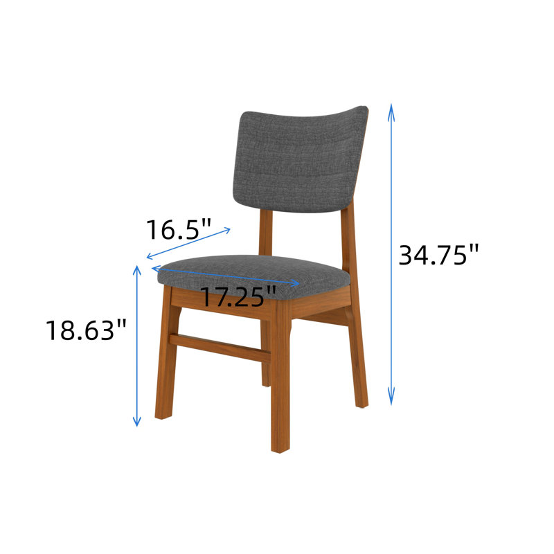 Ensemble de quatre chaises de salle à manger rembourrées ergonomiques de style Mid-Century moderne, Gris